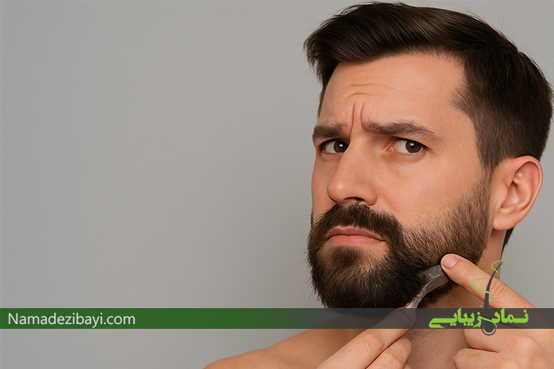 مشاوره پزشک و بیمار مرد درباره کاشت ریش در کلینیک زیبایی