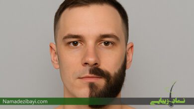 مشاوره پزشک و بیمار مرد درباره کاشت ریش در کلینیک زیبایی